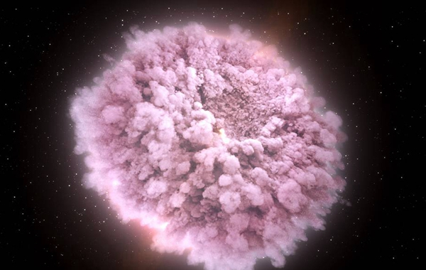 双中子星即将碰撞时的神奇景象。（图片来源：NASA）