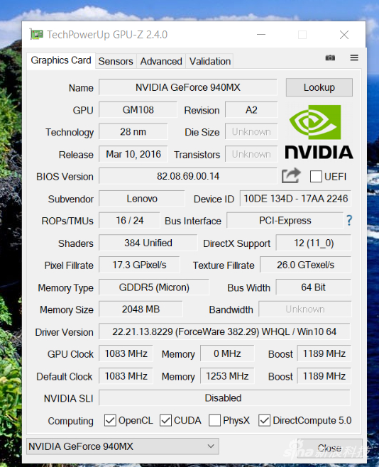 NVIDIA Geforce 940MX独显