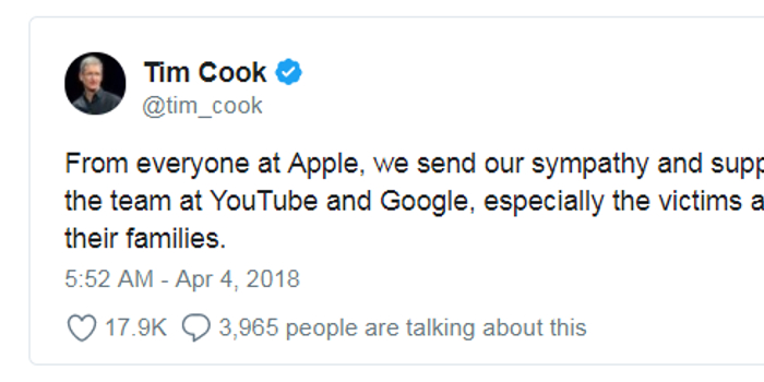 科技大佬齐发声:安慰YouTube枪击案受害人