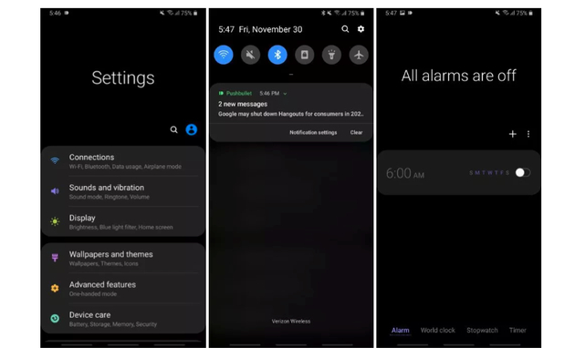 三星One UI的夜间模式