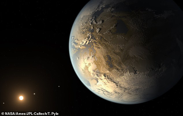 开普勒-186f行星的艺术概念图，这是第一颗已知具有类似地球体积并且位于适居带的系外行星。