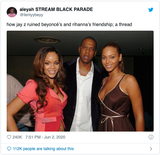 Jay-Z与碧昂丝、蕾哈娜的友谊破灭