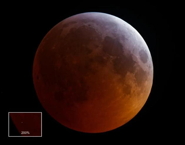 　　发生在2019年1月21日月全食期间的月球撞击闪光事件。/ Monthly Notices of the Royal Astronomical Society
