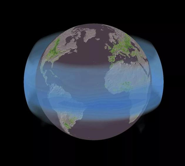 　　在1991年皮纳图博火山爆发后的几个月里，平流层的硫酸盐气溶胶围绕着地球。 这些气溶胶冷却并遮蔽了地球的农田，以绿色表示。Credit： Jonathan Proctor and Solomon Hsiang