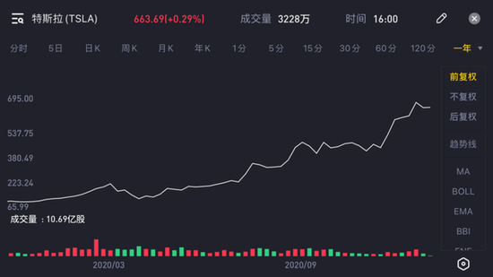 特斯拉今年以来的股价变化pic/Tiger Trade