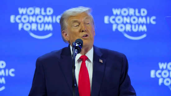 2026 年 1 月 21 日，瑞士达沃斯，美国总统唐纳德・特朗普出席第 56 届世界经济论坛年会。