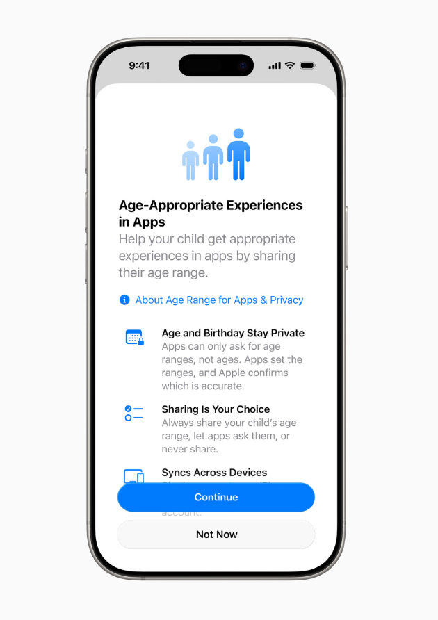 　　Apple 将提供更多方式，通过基于屏幕使用时间和 App Store 上现有的家长控制新工具，帮助家长确保儿童和青少年从设置设备起，即享有适合年龄的体验。