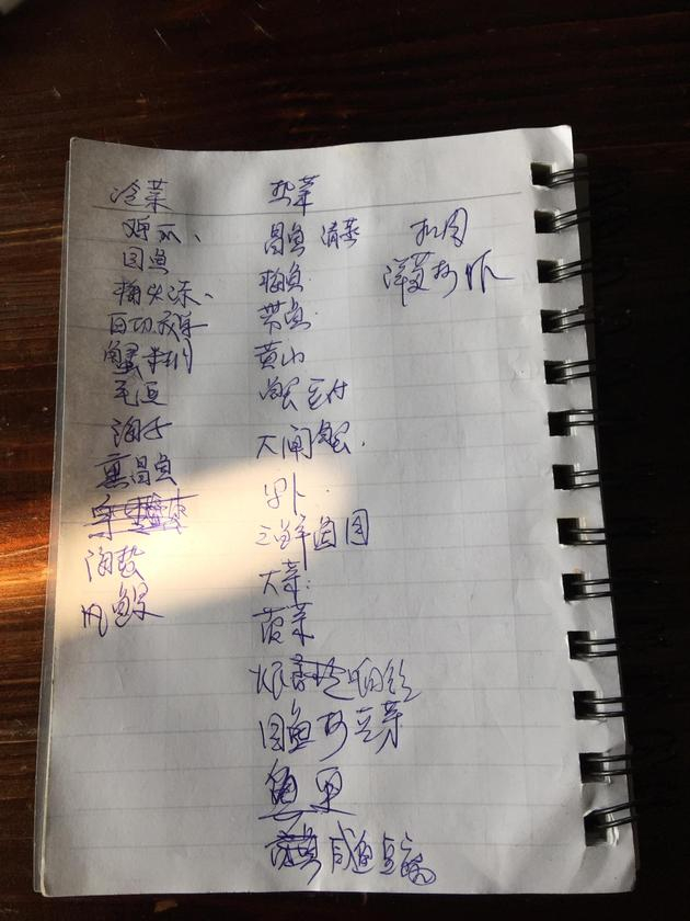 晚宴菜单