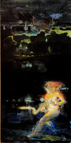 大余 《不同时代别样活法》3# 54X27cm 宣纸、麻布、水墨、中国画颜料、水性胶 2007