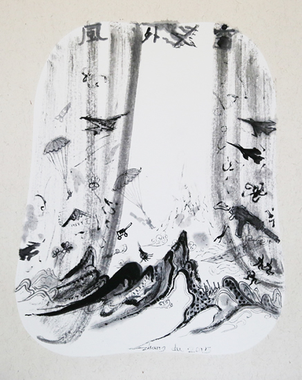 张渡 窗外风 54X45cm 纸本水墨 2015