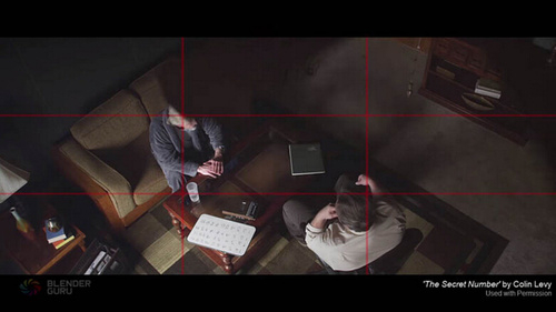 三分法，把主体放置于线条相交之处