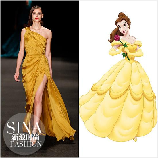 Monique Lhuillier 2015秋冬系列“撞衫”《美女与野兽》Belle公主