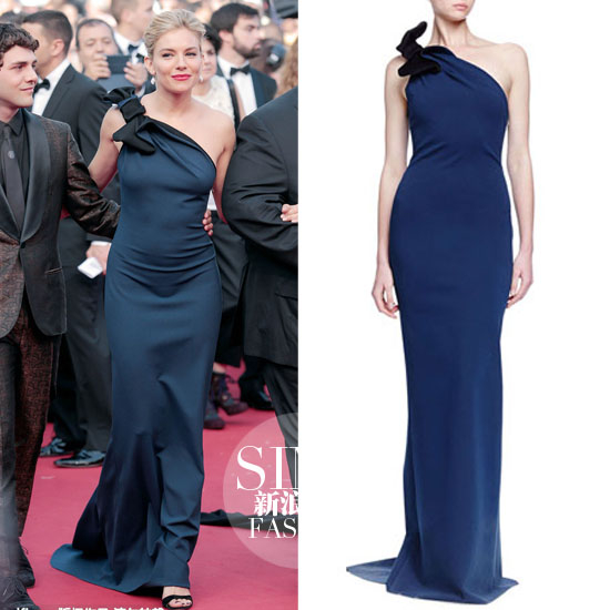 西耶娜-米勒身穿Lanvin 斜肩礼服