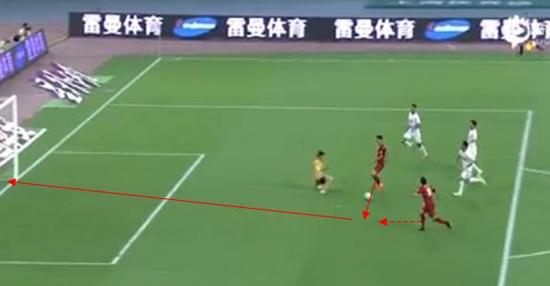 图8 武磊横传孔卡破门