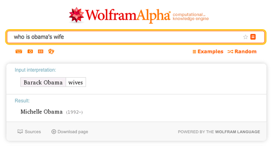 Wolfram Alpha问答搜索引擎