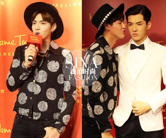 吴亦凡与蜡像合影