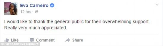 艾娃感谢球迷们的热情支持