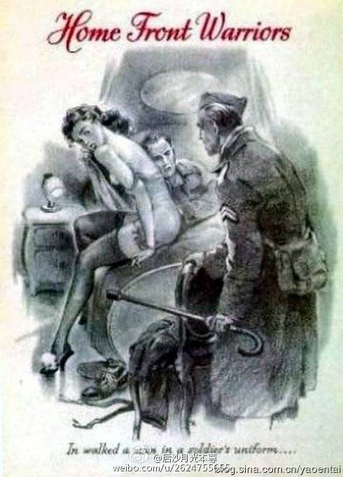 德军作品：一位盟军士兵回家，看到老婆和别人……纳粹真是有创意。