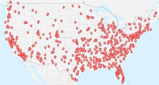 美国警察开枪地点不完全统计