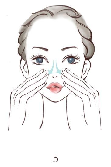 Step 5鼻子由上向下清洗，这样不会形成朝天鼻