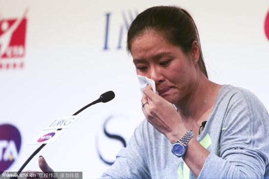 2014年9月21日，李娜泪洒退役发布会