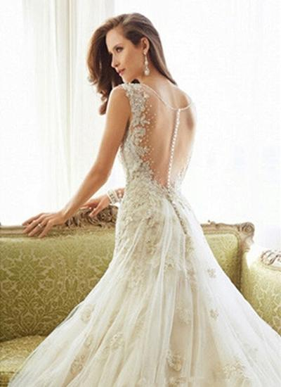 新娘奢华鱼尾蕾丝新娘婚纱