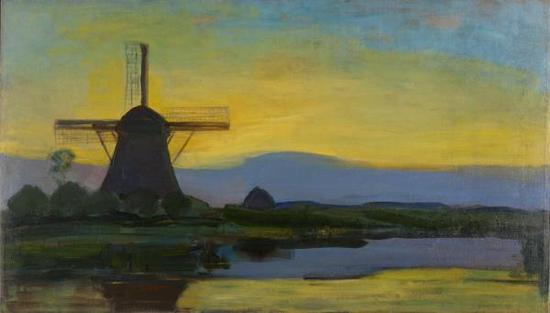 水边风车（Oostzijde Windmill at Night),1907-08