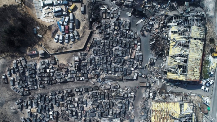 火灾过后的现场。图源：韩联社