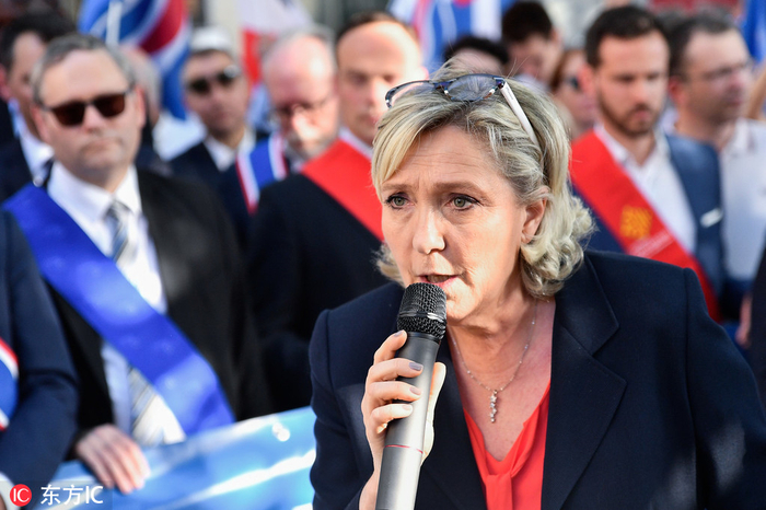 法国前总统候选人、右派民粹主义政党“国民阵线”主席玛丽娜·勒庞（资料图/东方IC）