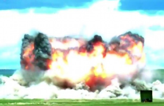  炸弹落地后的爆炸效果