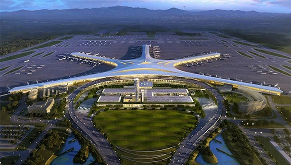 青岛胶东国际机场效果图。