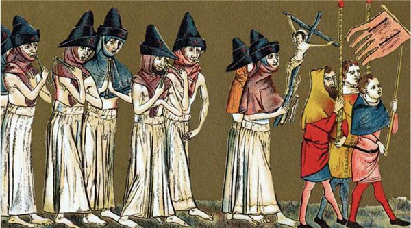 游行中的鞭笞者