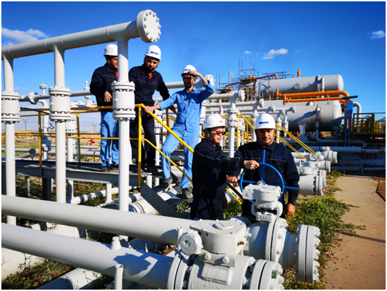  米桑油田中方员工同伊方员工在作业现场一道工作。曲翔宇摄