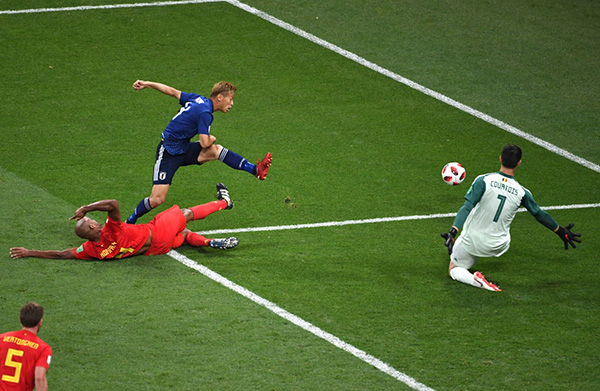 俄罗斯世界杯，日本队一共打入6球。新华社记者 陈诚 摄