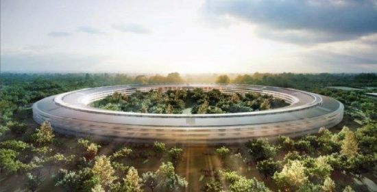 苹果公司新总部效果图。