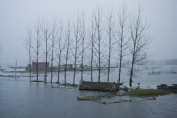 煤矿区塌陷湖已经吞没了附近的几个村庄。摄影：孙俊彬。