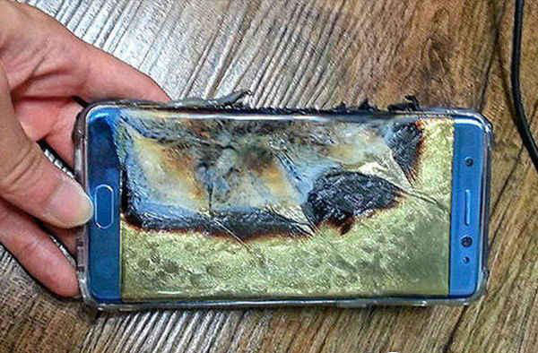 图为此前燃损的三星Note7