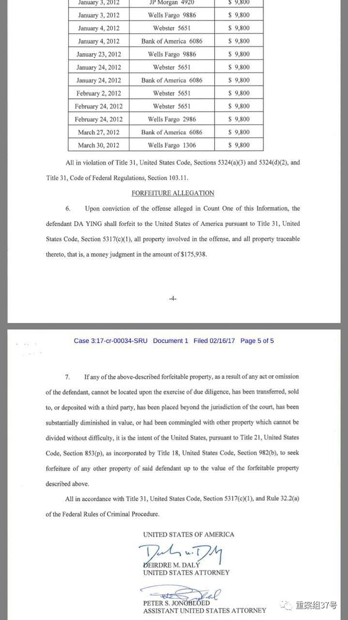 英达涉案的检方指控书底页。&nbsp;&nbsp;&nbsp;&nbsp;律师供图