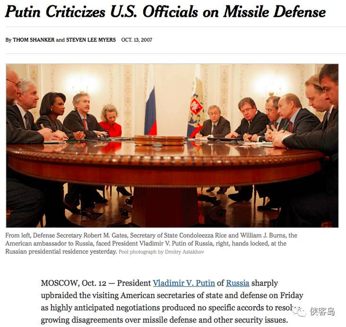 　　2007年纽约时报对赖斯等人访俄的报道