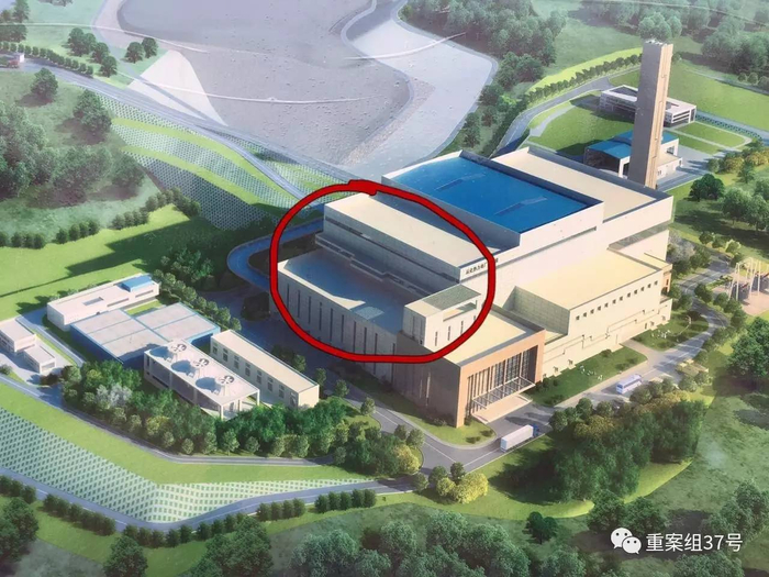 　▲在建广州第七热力发电厂效果图，红圈内为大致事发位置。 &nbsp; &nbsp;新京报记者 唐瑶 摄