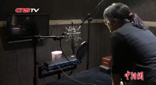 资料图：配音用的录音棚。中新网 路伟 摄