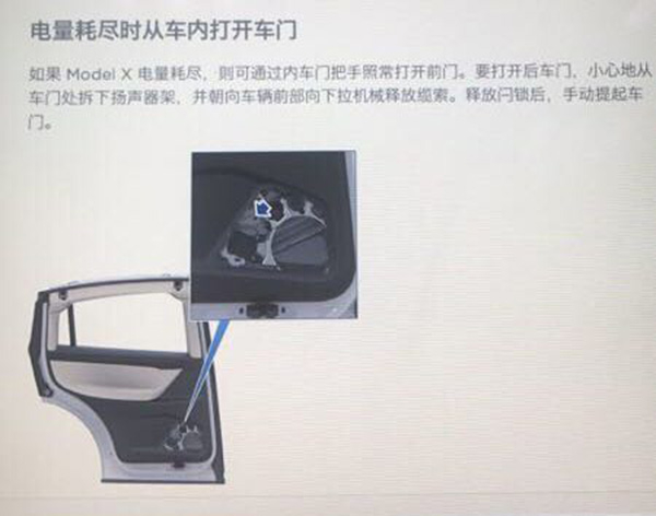 特斯拉有关鹰翼门插销的说明书