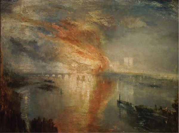 《议会大厦的大火》（远景），威廉·透纳，1834-1835年，克利夫兰艺术博物馆藏