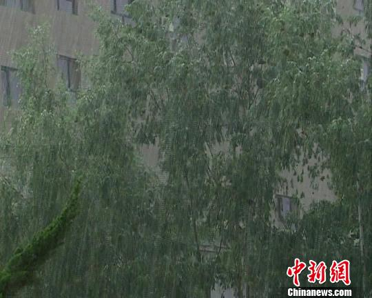 当地气象部门称，7日晚累计降水量达17毫米，属中强度冰雹灾害。　尚志刚　摄
