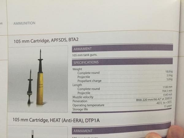  83式/94式105毫米坦克炮在发射我军某新型105毫米弹药时，2000米穿深等效550RHA，北方工业有售