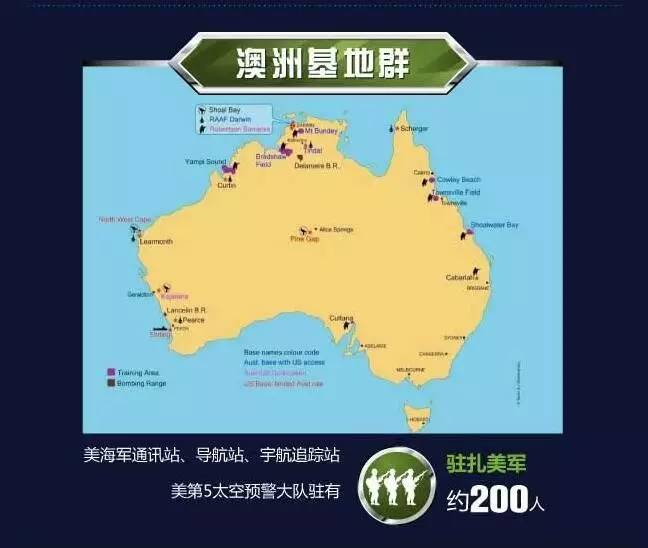  ▲美国在亚太地区的重要军事基地（人民网）