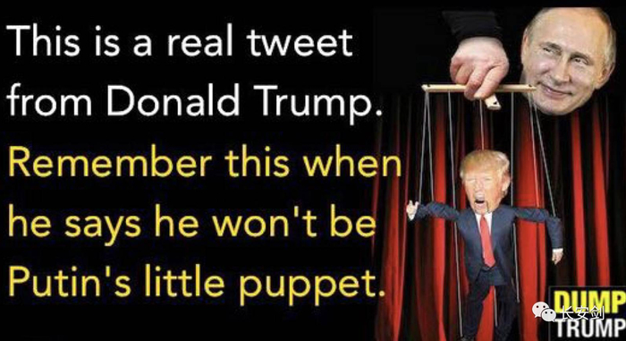  （图：希拉里曾指责，特朗普是普京的“木偶”。）