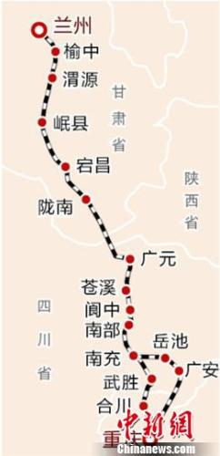 兰渝铁路线运行线路图。　网络图　摄
