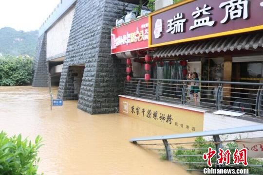 8月15日，柳州市金沙角一带全被洪水淹没。　林馨 摄