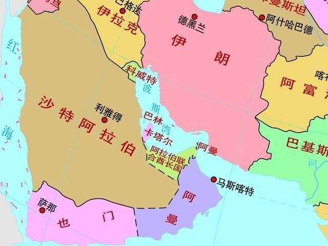 波斯湾及其沿岸国家（地图来源：国家测绘地理信息局网站）